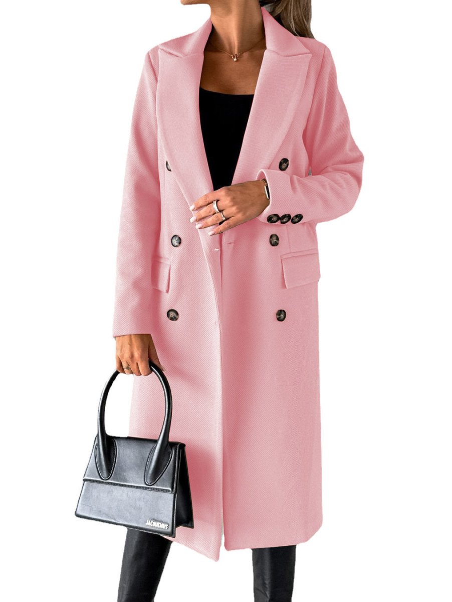 Women’s Long Sleeve Lapel Coat - AmiraMart