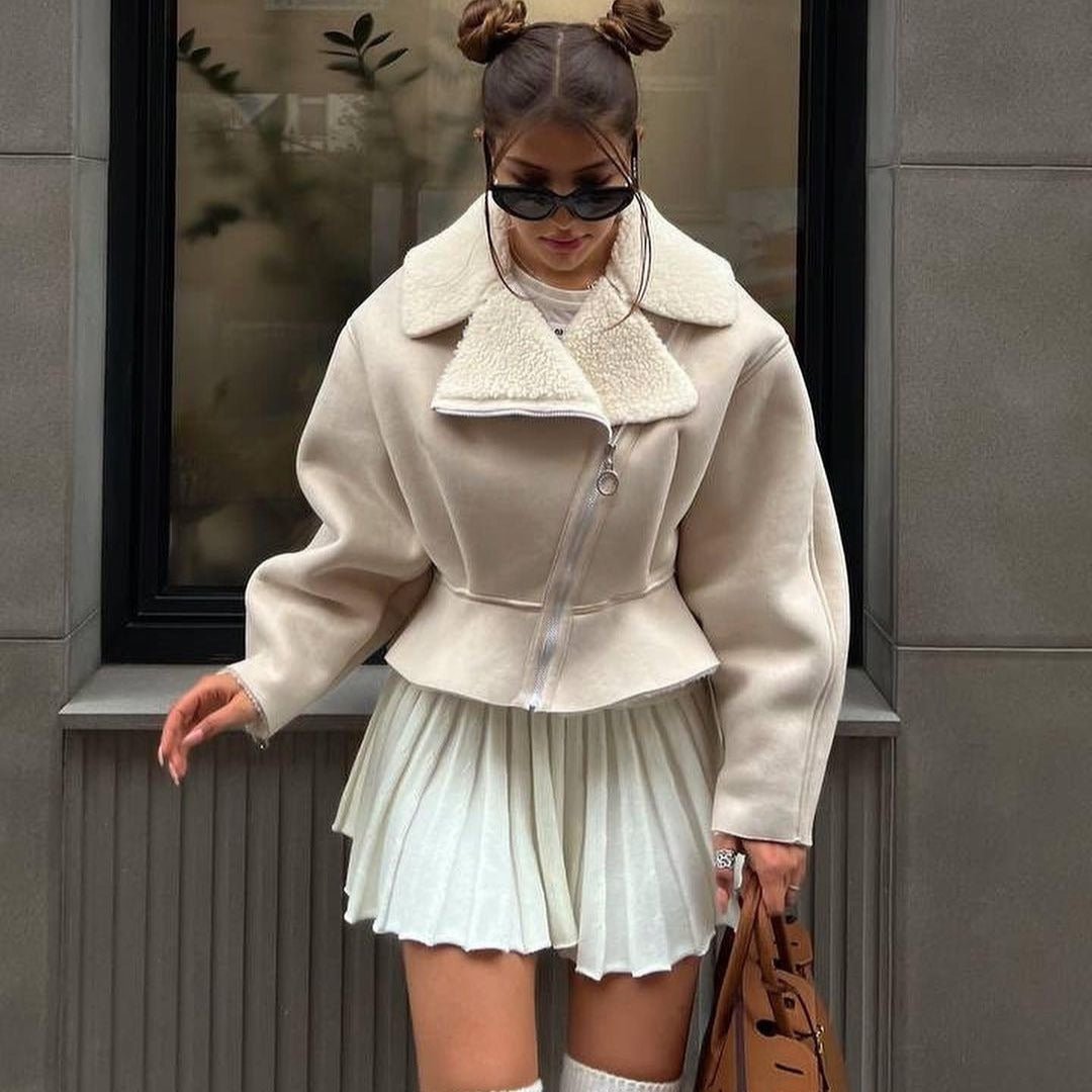 Women's Long Sleeve Solid Color Coat - AmiraMart