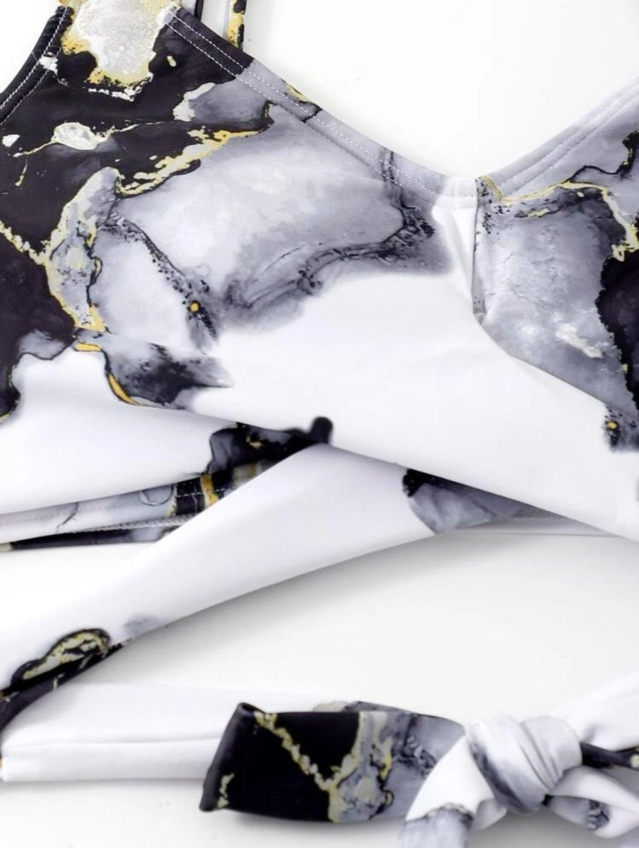 Women's Marble Printed Three - piece Set Bikini - AmiraMart