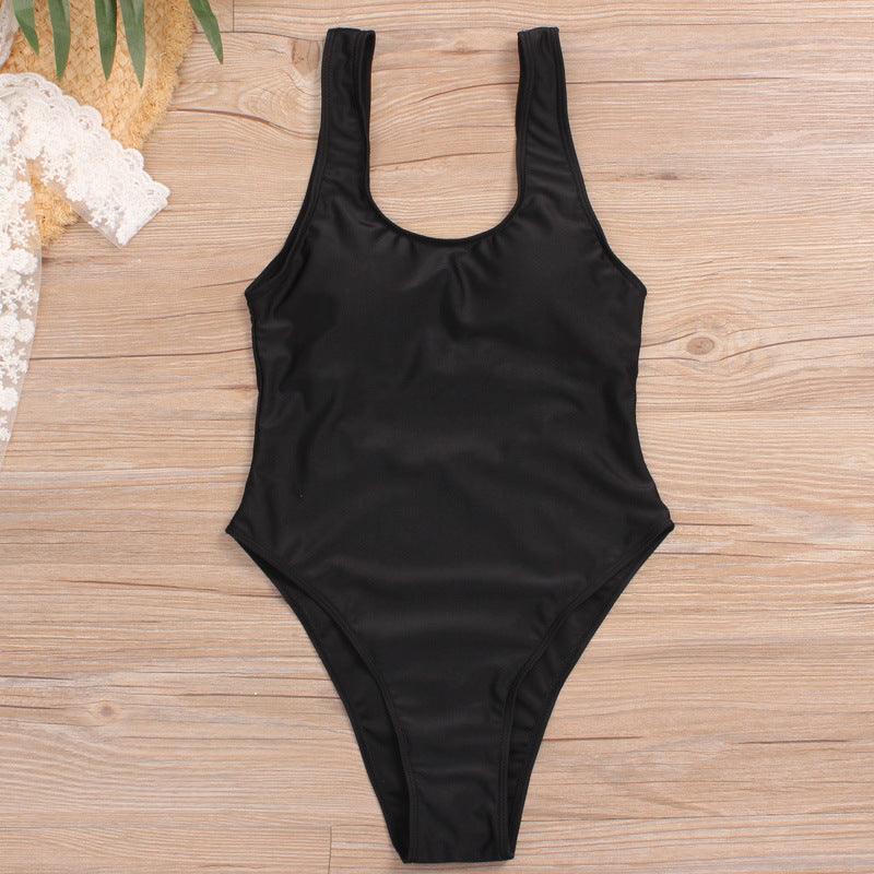 Women's one - piece swimsuit solid color bikini - AmiraMart