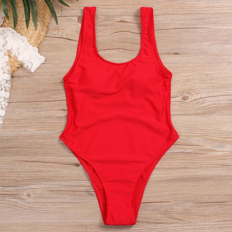 Women's one - piece swimsuit solid color bikini - AmiraMart