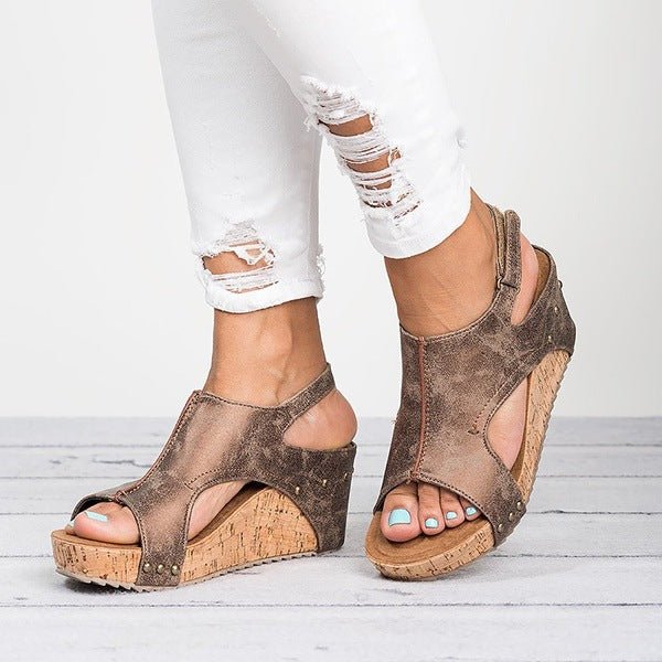 Women’s Open Toe Wedge Sandals | Comfortable Summer - AmiraMart