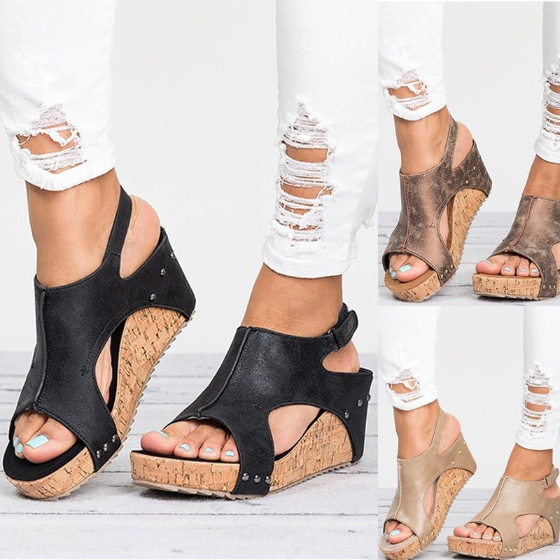 Women’s Open Toe Wedge Sandals | Comfortable Summer - AmiraMart