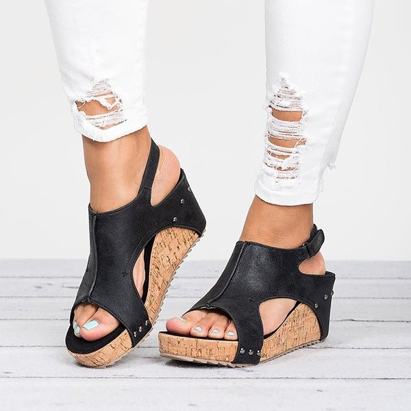 Women’s Open Toe Wedge Sandals | Comfortable Summer - AmiraMart