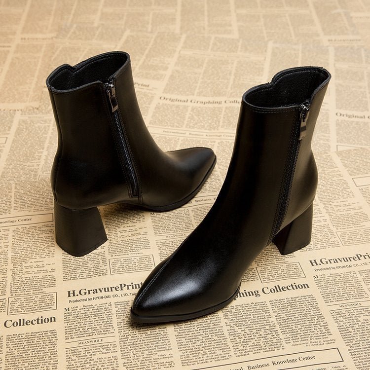 Women's Pointed Toe Autumn Thin Ankle Boots - AmiraMart