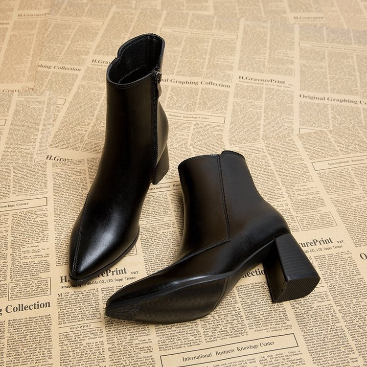 Women's Pointed Toe Autumn Thin Ankle Boots - AmiraMart