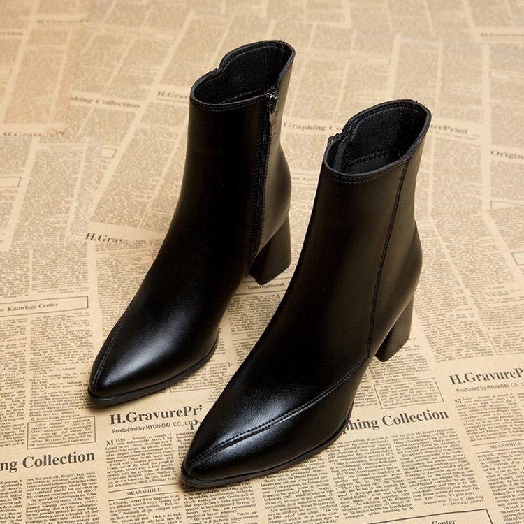 Women's Pointed Toe Autumn Thin Ankle Boots - AmiraMart