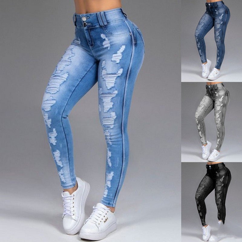 Women's Ripped Stretch Jeans - AmiraMart
