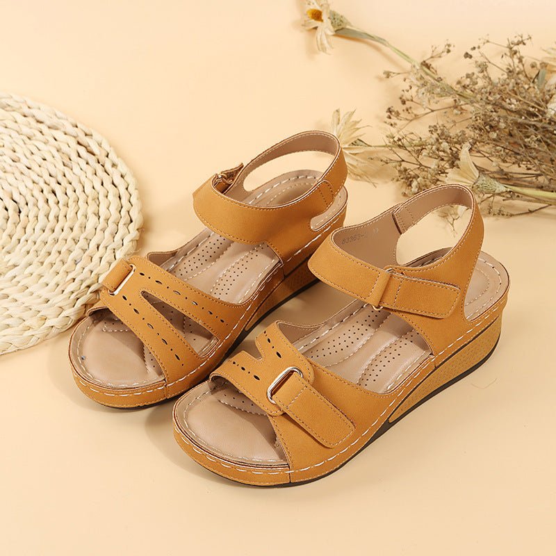 Women's Roman Sandals – Peep Toe, Velcro & Large Size Comfort - AmiraMart