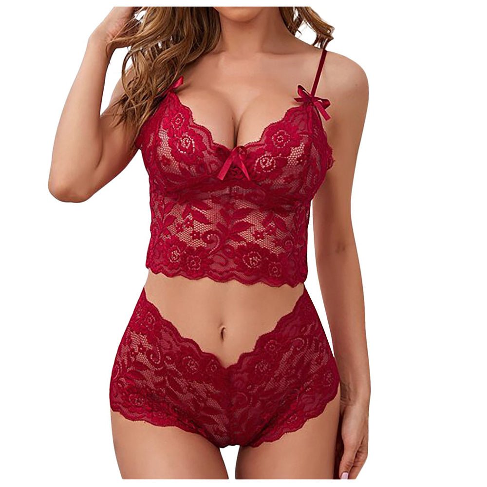 Women's See - through Lace Sling Adjustable Chest Wrap Three - point Suit - AmiraMart