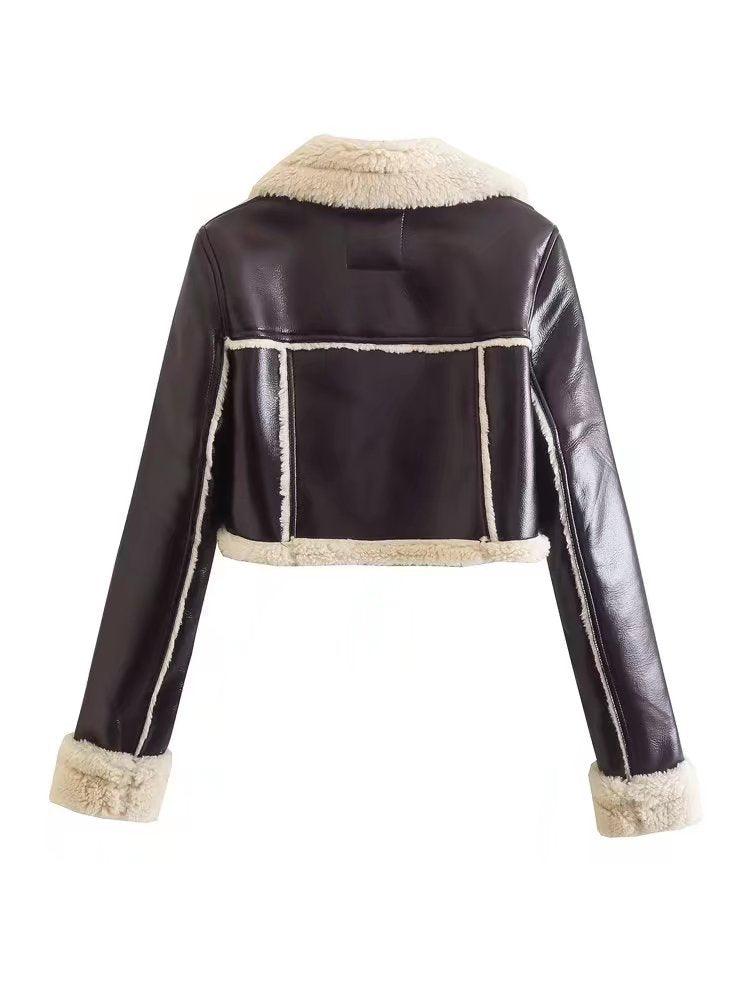 Women's Short Lapel Long Sleeve Jacket - AmiraMart