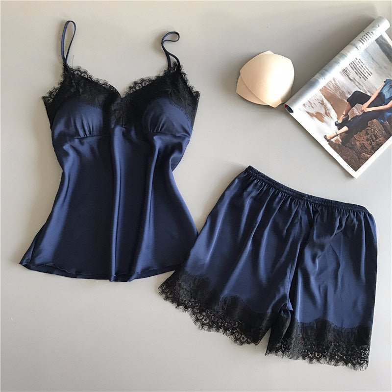 Women's Silk Sling Loungewear Set - AmiraMart