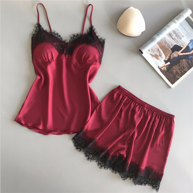 Women's Silk Sling Loungewear Set - AmiraMart