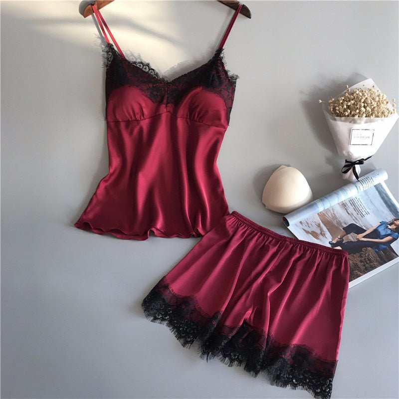 Women's Silk Sling Loungewear Set - AmiraMart