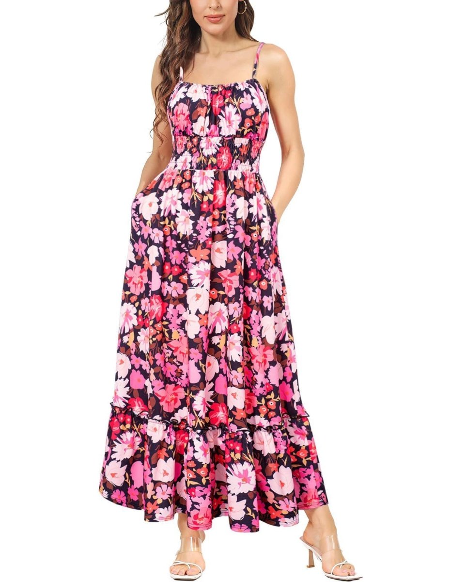 Women's Sleeveless Spaghetti Strap Pleated Dress - AmiraMart