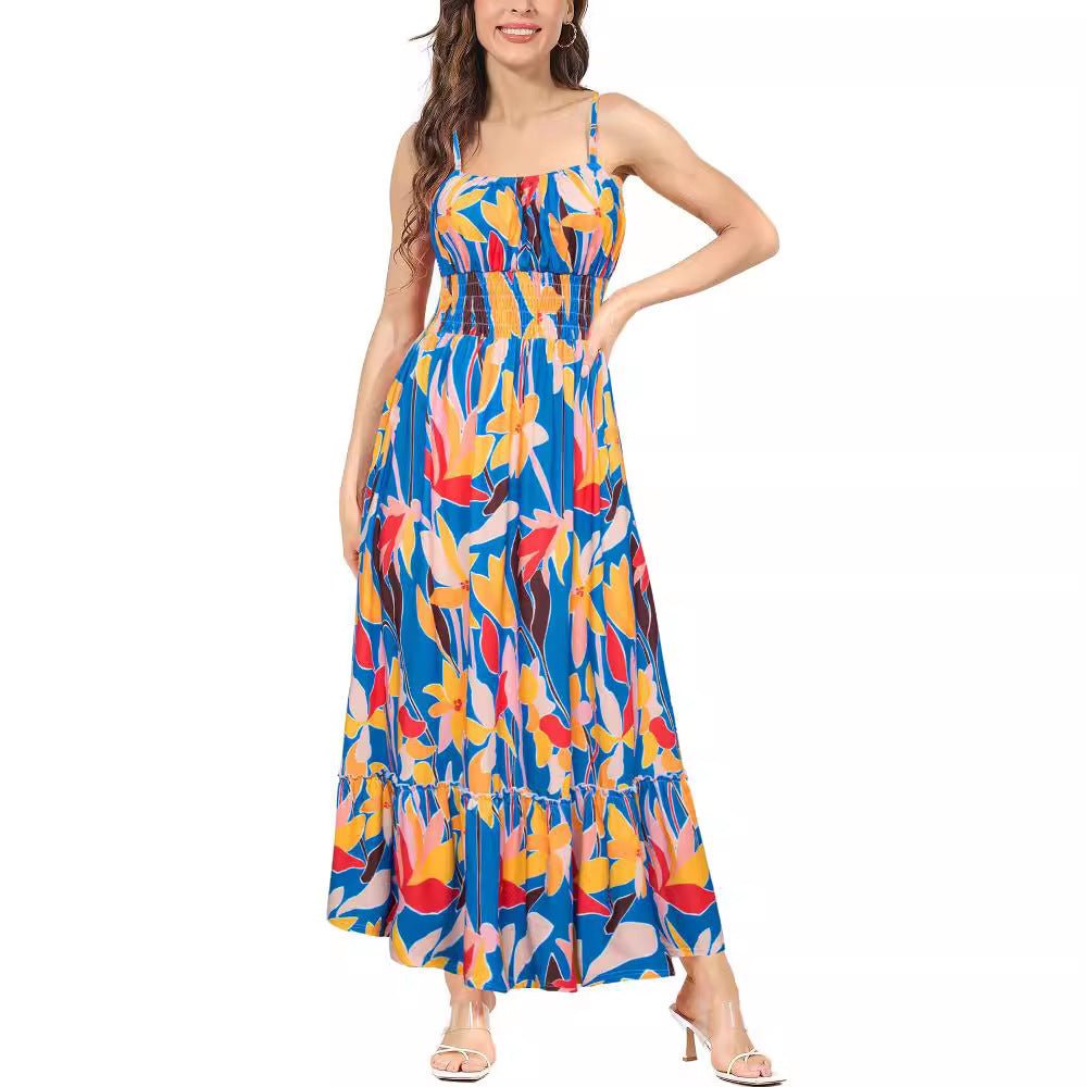 Women's Sleeveless Spaghetti Strap Pleated Dress - AmiraMart