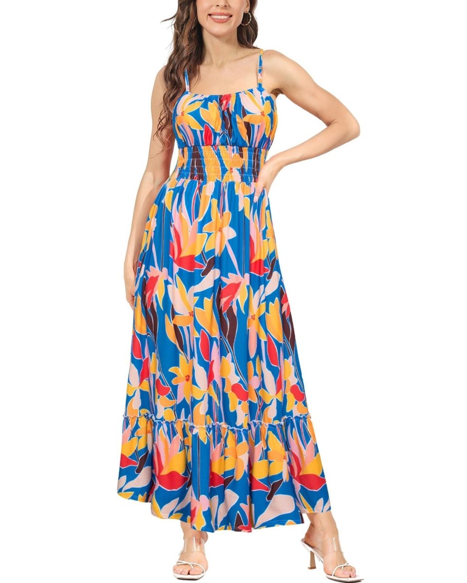 Women's Sleeveless Spaghetti Strap Pleated Dress - AmiraMart