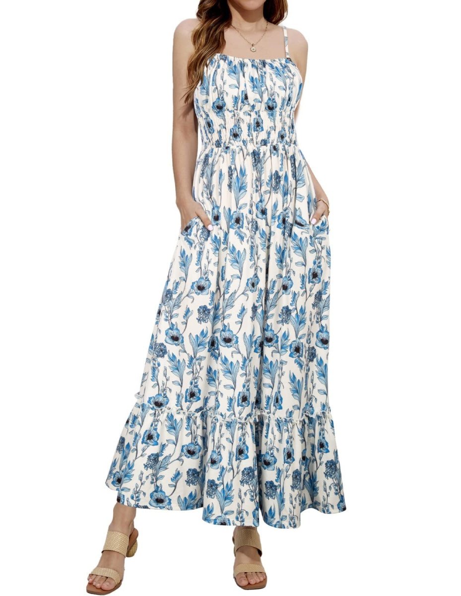 Women's Sleeveless Spaghetti Strap Pleated Dress - AmiraMart