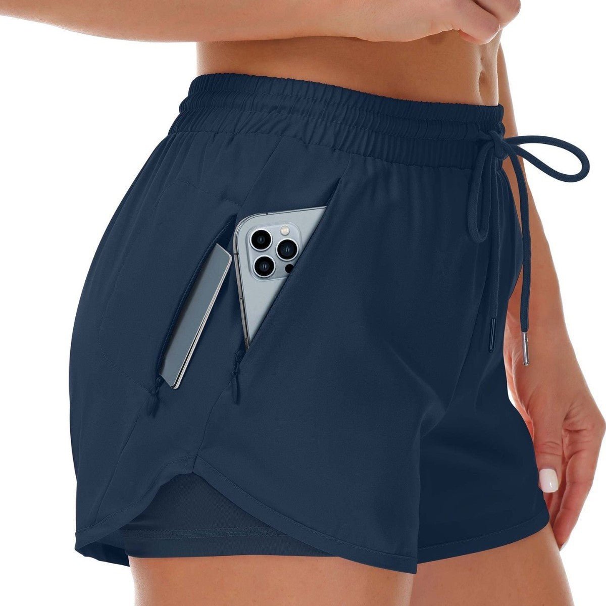Women's Sports Shorts Running Yoga Fake Two Pieces - AmiraMart