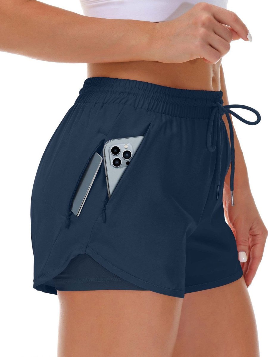 Women's Sports Shorts Running Yoga Fake Two Pieces - AmiraMart