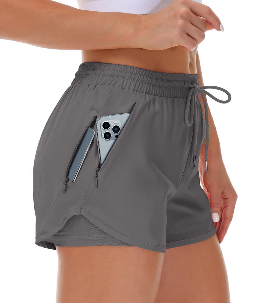 Women's Sports Shorts Running Yoga Fake Two Pieces - AmiraMart