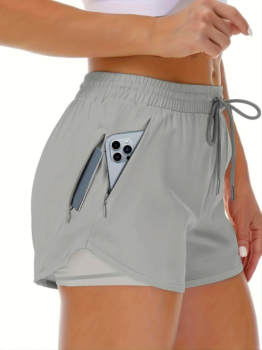Women's Sports Shorts Running Yoga Fake Two Pieces - AmiraMart