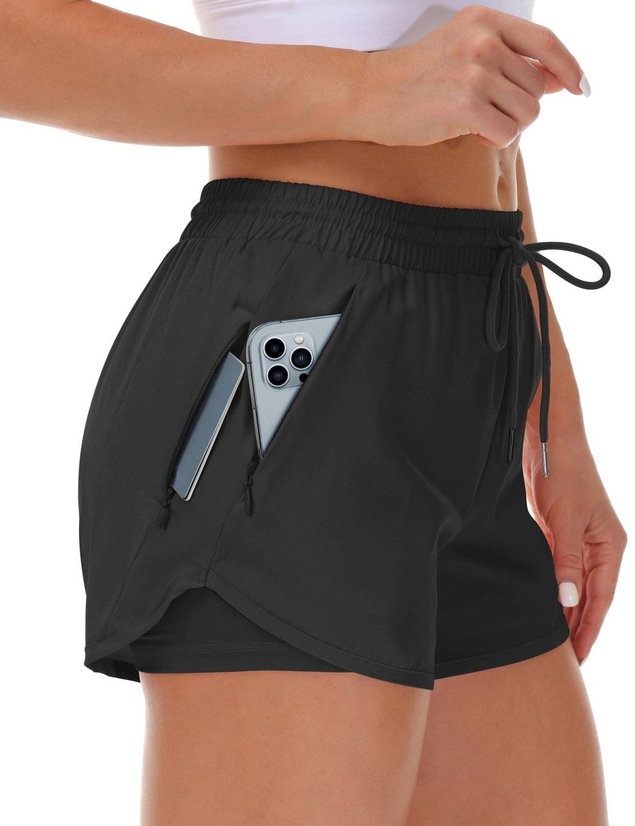 Women's Sports Shorts Running Yoga Fake Two Pieces - AmiraMart