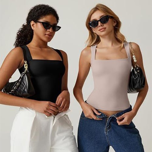 Women’s Square - Neck Sleeveless Top - AmiraMart
