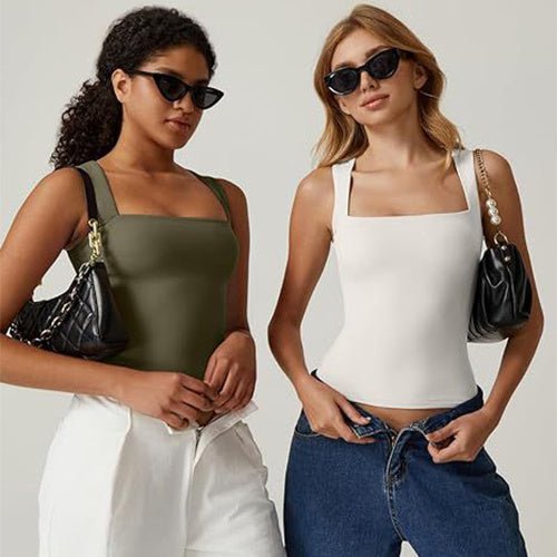Women’s Square - Neck Sleeveless Top - AmiraMart
