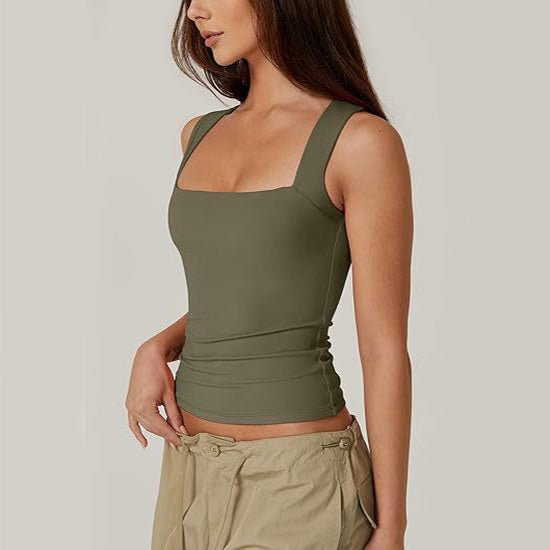 Women’s Square - Neck Sleeveless Top - AmiraMart