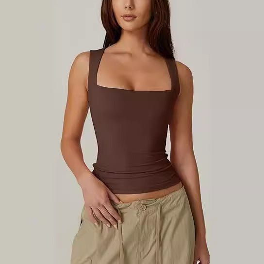 Women’s Square - Neck Sleeveless Top - AmiraMart