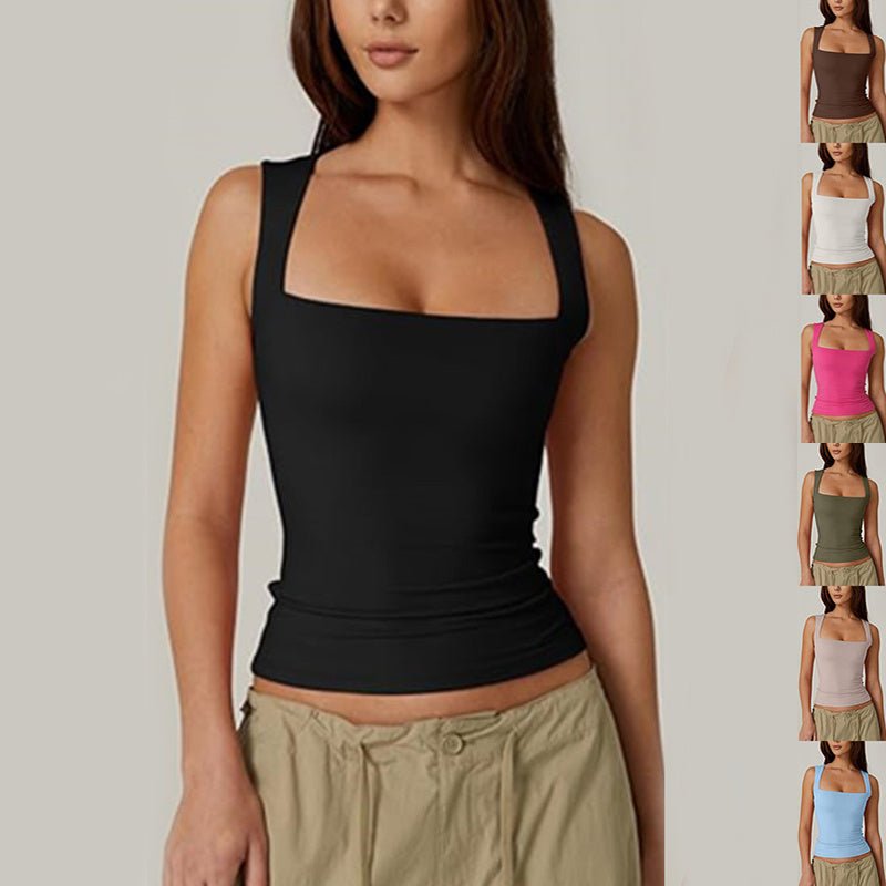 Women’s Square - Neck Sleeveless Top - AmiraMart