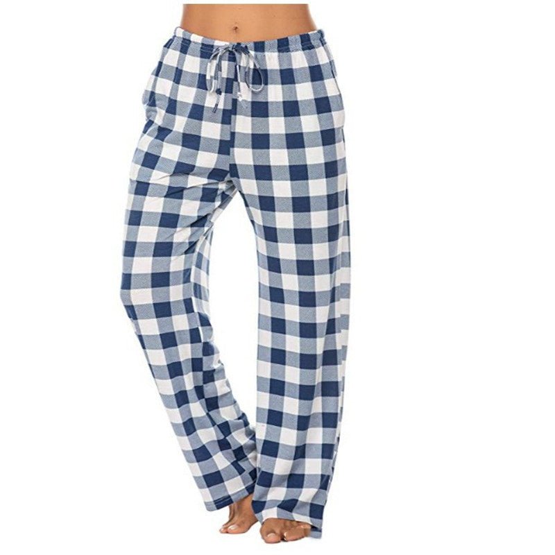 Women's Stretch Plaid Casual Pants With Pockets - AmiraMart