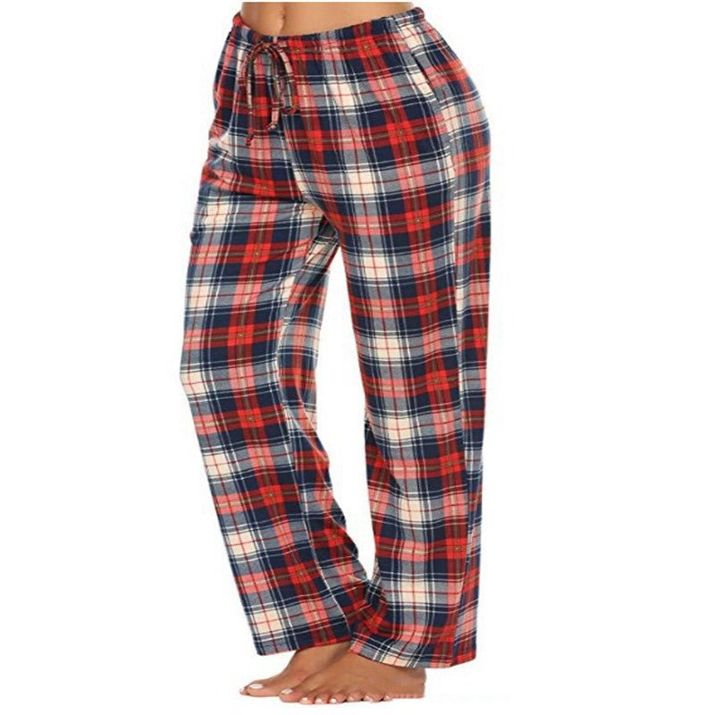 Women's Stretch Plaid Casual Pants With Pockets - AmiraMart