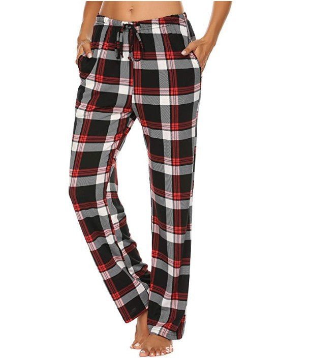 Women's Stretch Plaid Casual Pants With Pockets - AmiraMart