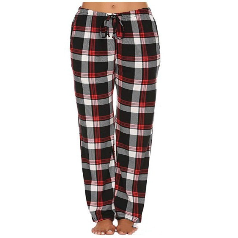 Women's Stretch Plaid Casual Pants With Pockets - AmiraMart