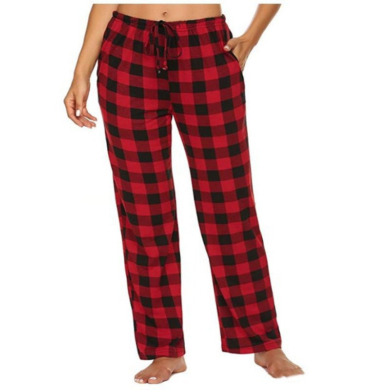 Women's Stretch Plaid Casual Pants With Pockets - AmiraMart