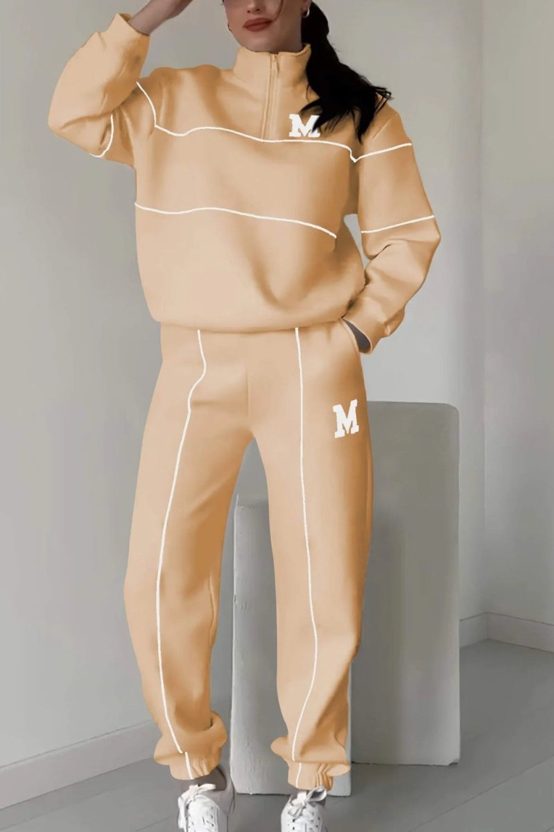 Women's Sweater Letter Long Sleeve Sports Suit - AmiraMart
