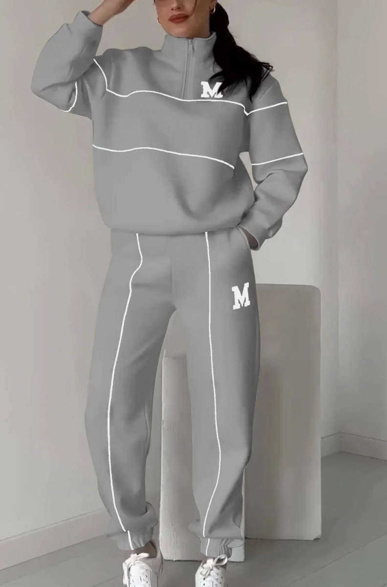 Women's Sweater Letter Long Sleeve Sports Suit - AmiraMart