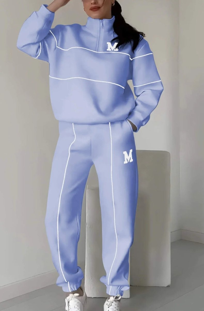 Women's Sweater Letter Long Sleeve Sports Suit - AmiraMart