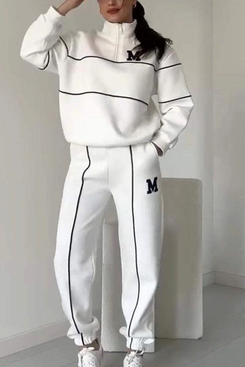 Women's Sweater Letter Long Sleeve Sports Suit - AmiraMart