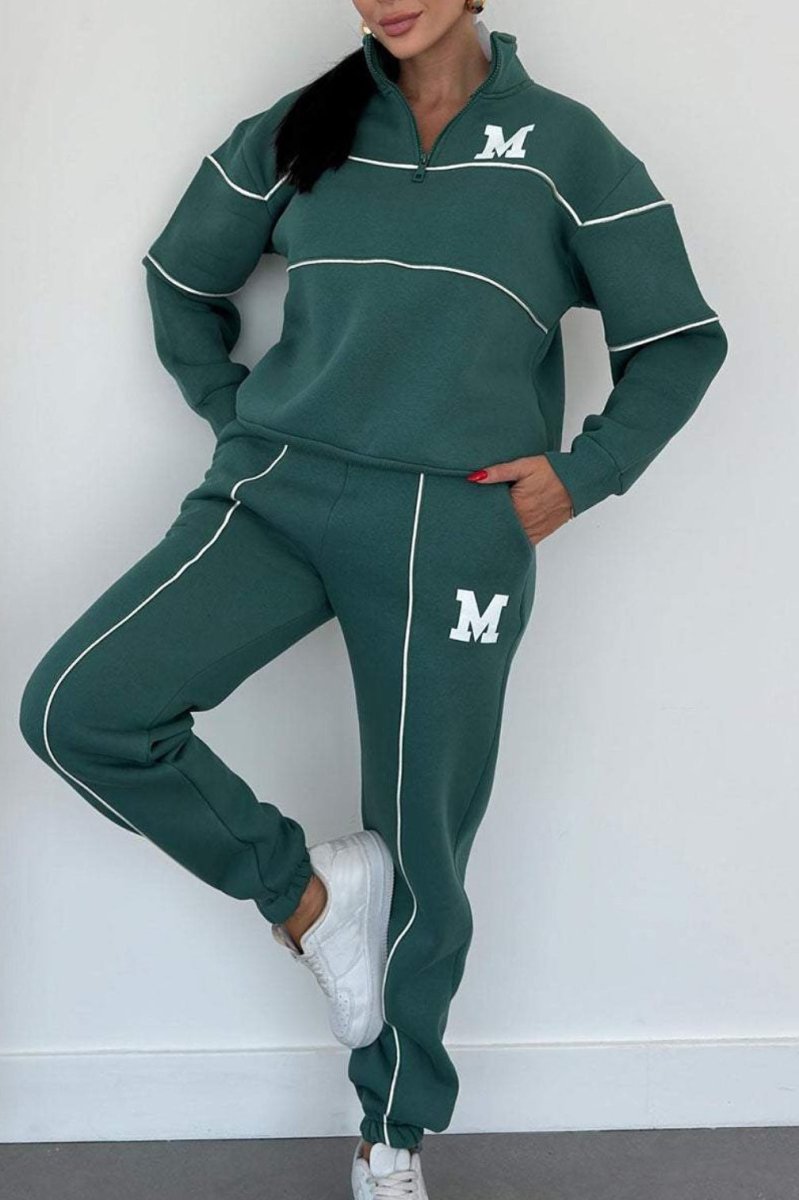 Women's Sweater Letter Long Sleeve Sports Suit - AmiraMart