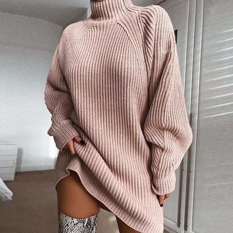Women’s Turtleneck Sweater Dress – Winter Warm & Stylish - AmiraMart