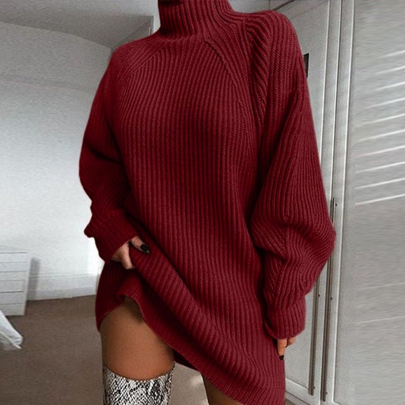 Women’s Turtleneck Sweater Dress – Winter Warm & Stylish - AmiraMart