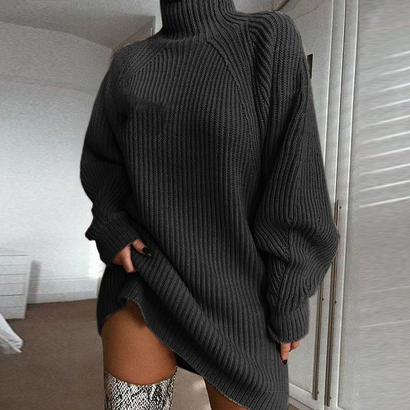 Women’s Turtleneck Sweater Dress – Winter Warm & Stylish - AmiraMart