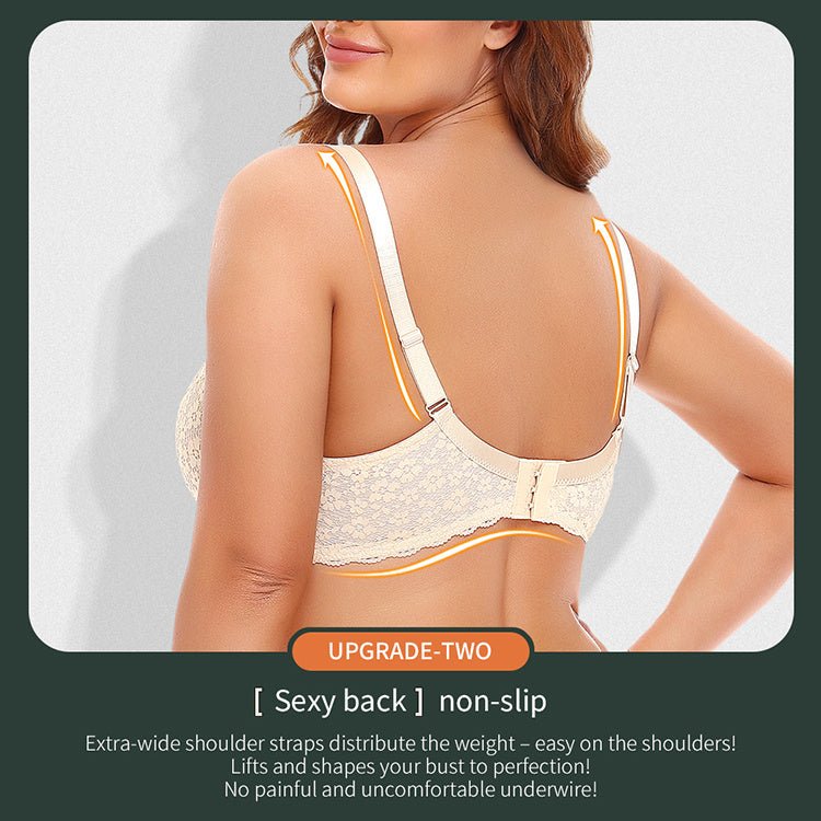 Underwired Lace Jacquard Ultrabook Underwear Plus Size Bra - AmiraMart