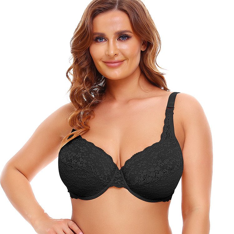 Underwired Lace Jacquard Ultrabook Underwear Plus Size Bra - AmiraMart