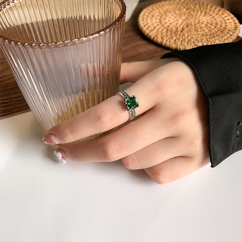 Women's Vintage Square Opening Ring | Elegant & Adjustable - AmiraMart