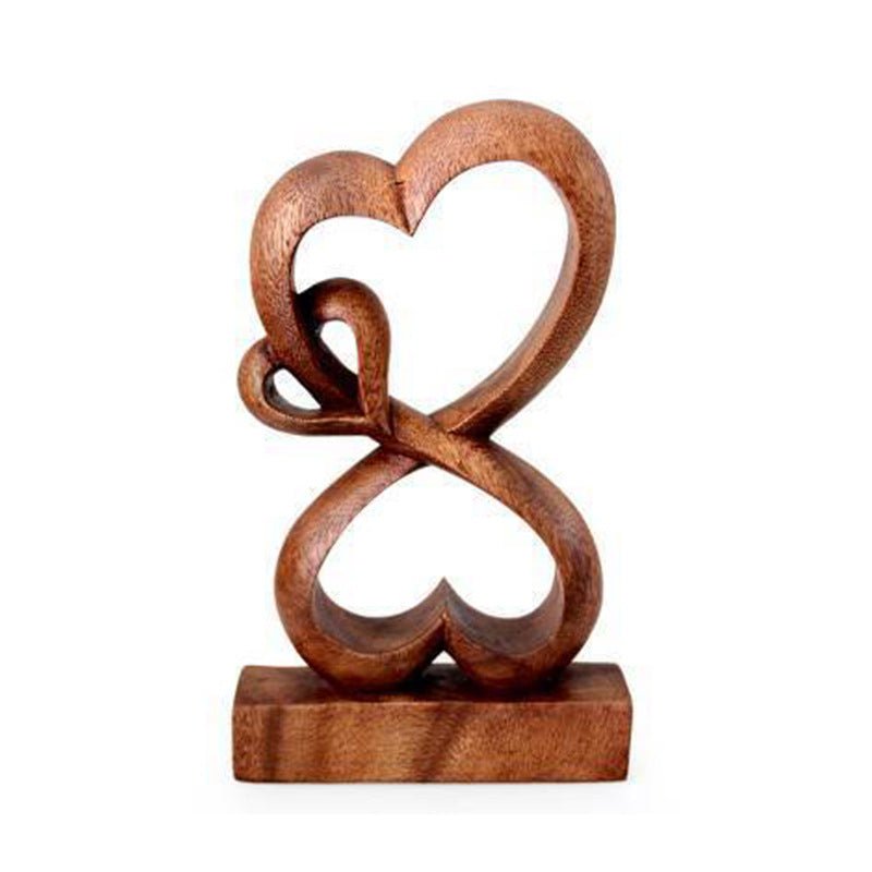 Wooden Lovers Kissing Statue - AmiraMart