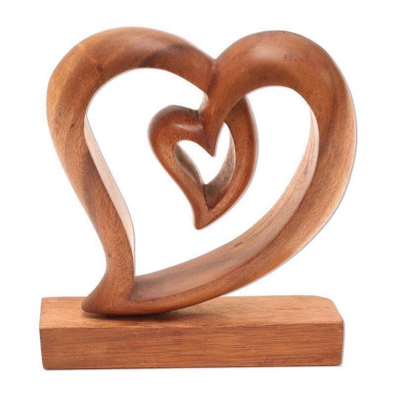 Wooden Lovers Kissing Statue - AmiraMart